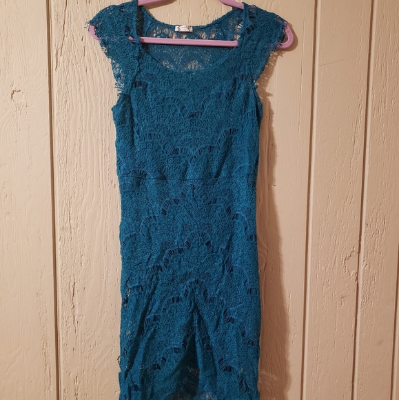 Free People Daydream Teal Lace Bodycon Dress - Picture 2 of 4